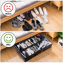 Load image into Gallery viewer, ACMETOP Extra-Large Under Bed Shoe Storage Organizer, Sturdy Built-in Structure &amp; Durable Linen, Underbed Storage Solution Fits Men&#39;s Size 13 Sneaker and Women&#39;s 6&#39;&#39; High-Heels (Brown)
